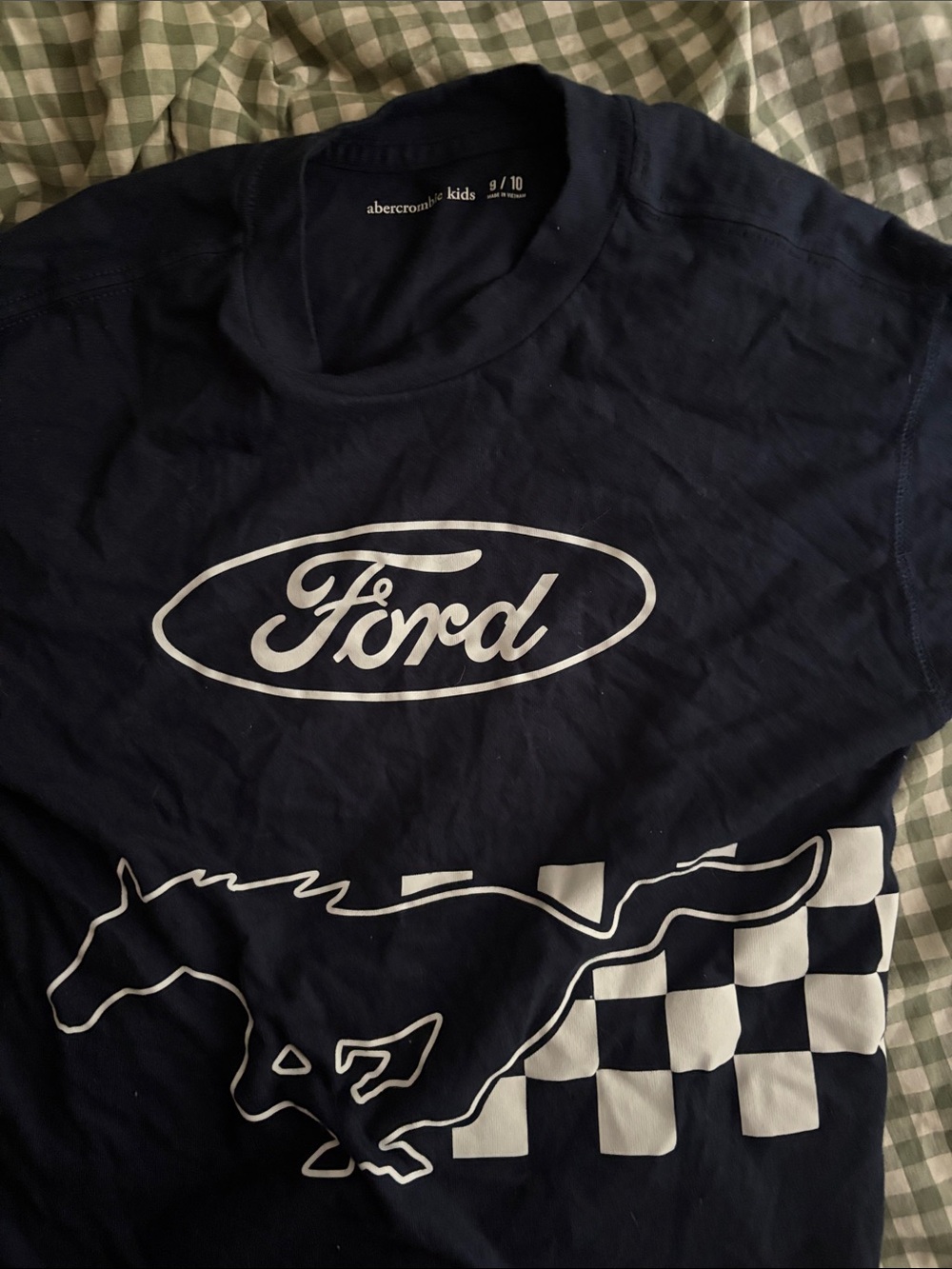 abercrombie kids navy graphic Ford tee with white print